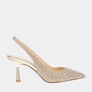 Betsey Johnson Clark Gold Slingback heels size 6.5